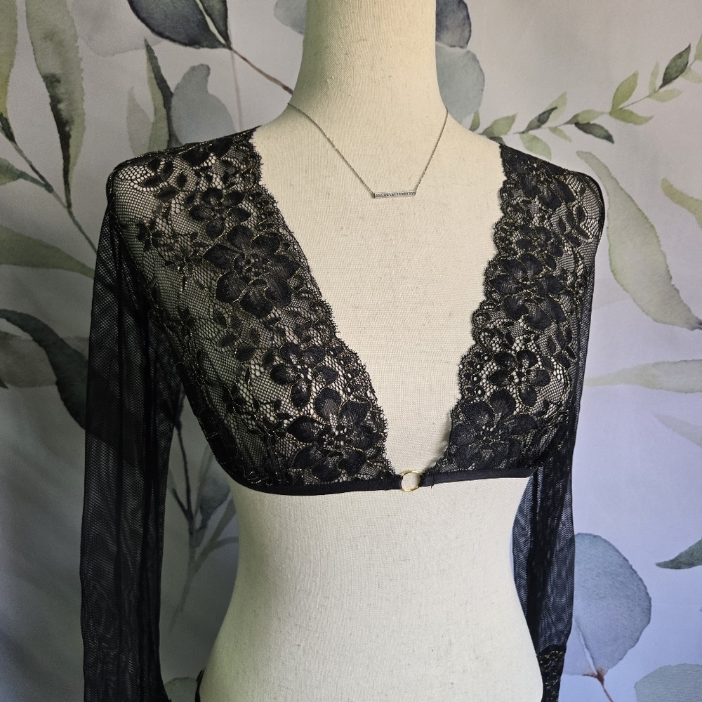 DREAMGIRL | Delicate & Demure Bralette Set in Black sz S - Picture 5 of 12